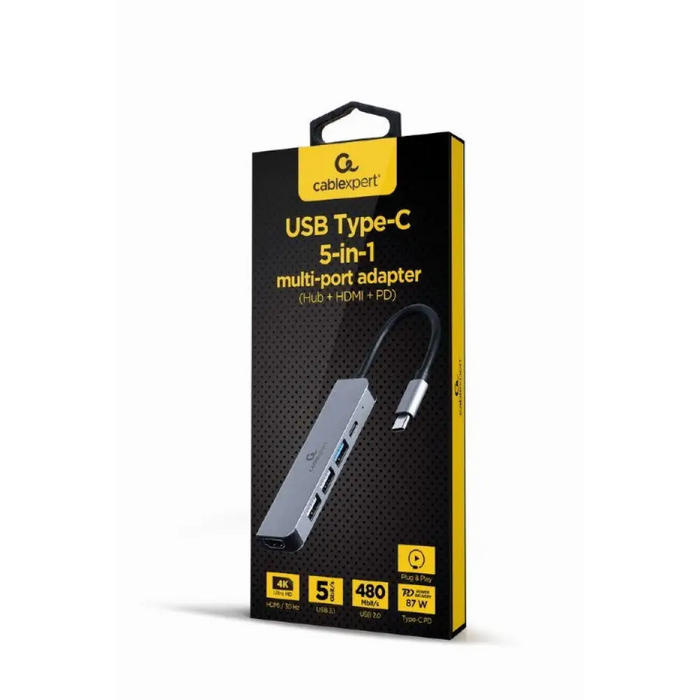 Gembird A-CM-COMBO5-03 USB Type-C 5-в-1 многопортов адаптер