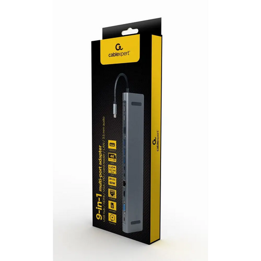 Gembird A-CM-COMBO9-01 USB Type-C 9-в-1 многопортов адаптер