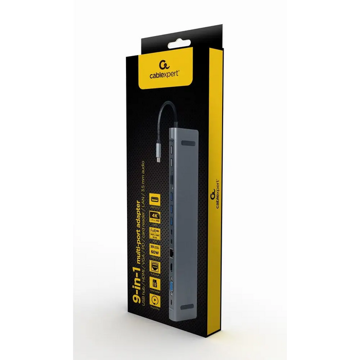 Gembird A-CM-COMBO9-01 USB Type-C 9-в-1 многопортов адаптер