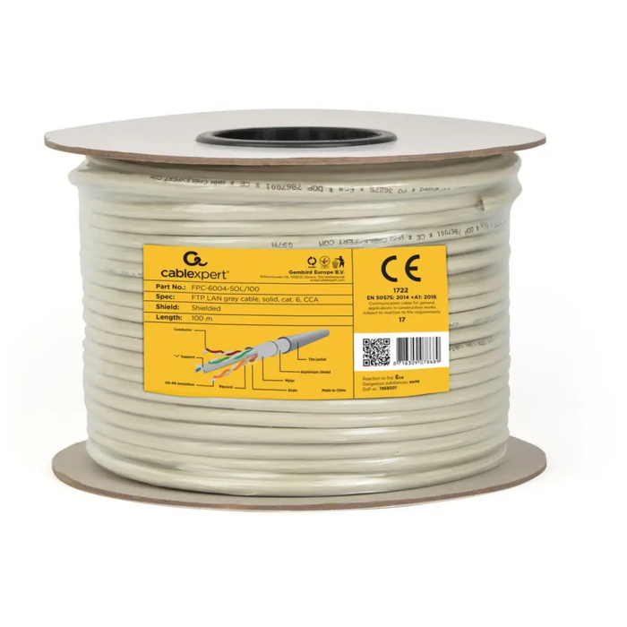 Gembird CAT6 FTP 100m мрежов кабел Сив F/UTP (FTP)