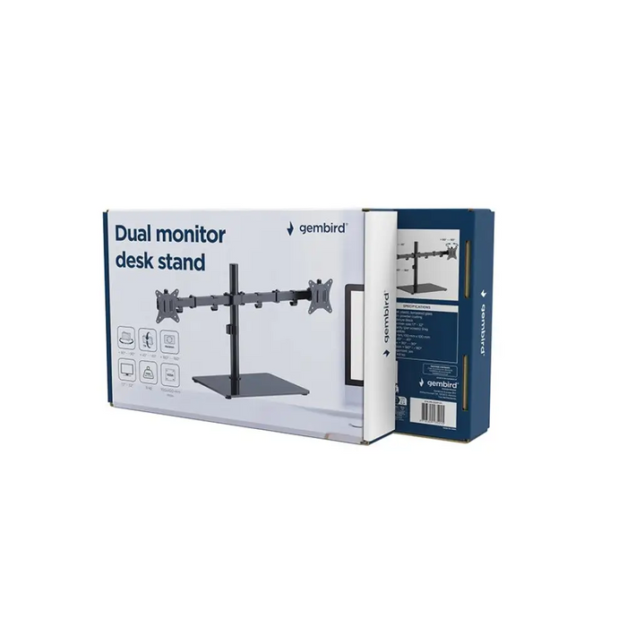 Gembird MS-D2ST-01 настолна стойка за два монитора (въртене