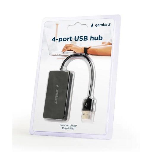 Gembird UHB-U2P4-04 интерфейсен хъб USB 2.0 480 Mbit/s Черен