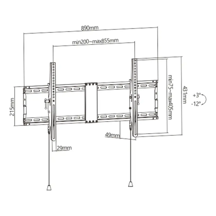 Gembird WM-90T-01 ТВ стойка/стойка 2,29 м (90’’) Черен
