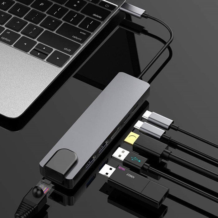 Gembird A-CM-COMBO5-06 USB Type-C 6-в-1 многопортов адаптер (AF и Type-C хъб + HDMI + PD+LAN)