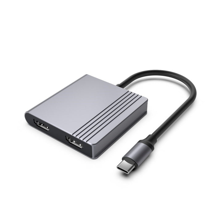 Gembird A-CM-COMBO3-04 USB Type-C 3-в-1 многопортов адаптер (2x USB порт + 2x HDMI + PD), цвят космическо сиво