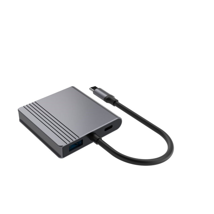 Gembird A-CM-COMBO3-04 USB Type-C 3-в-1 многопортов адаптер (2x USB порт + 2x HDMI + PD), цвят космическо сиво