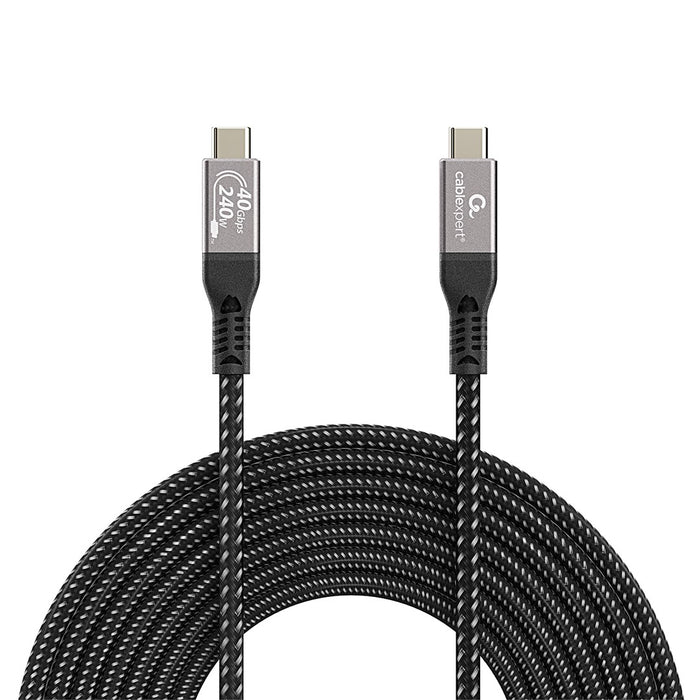 Gembird CCBP-USB4-CMCM240-0.5M Премиум USB4 Type-C кабел за зареждане и данни, 40 Gbps, 240 W, 0.5 м