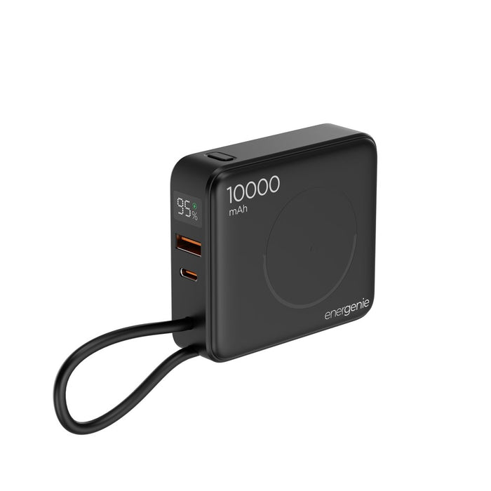Gembird PB10-WPC15-LCD-01 Външна батерия с бързо зареждане и безжично зарядно, 20W, 10000 mAh, черна