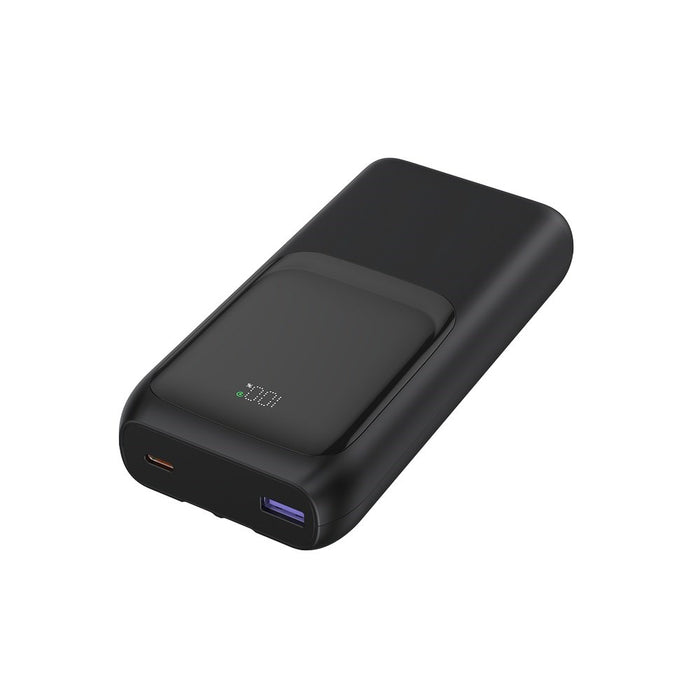 Gembird PB20-PD20-LCD-01 Външна батерия с бързо зареждане и вградени кабели, 20W, 20000 mAh, черна