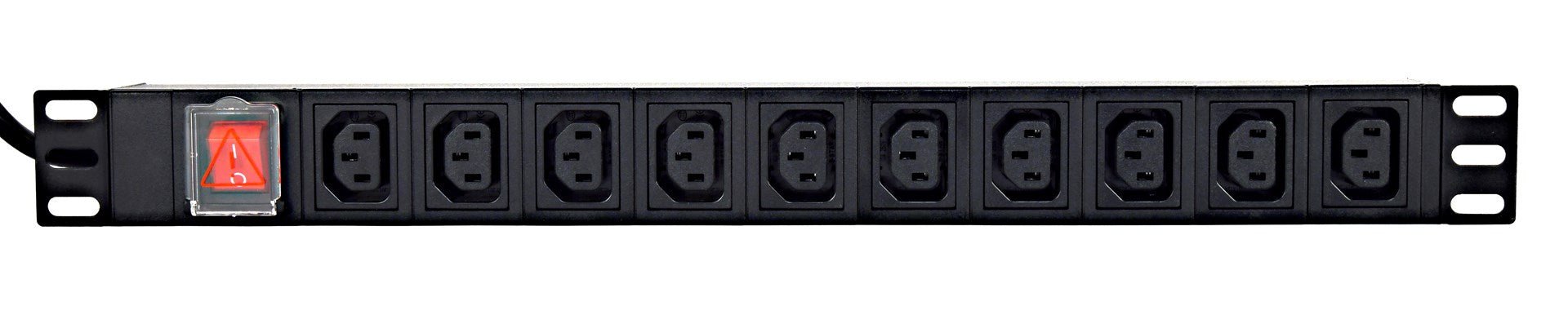 EnerGenie EG-PDU-10C132C19 Разпределителен блок (PDU), 10 бр. C13 контакти, 1U, 16A, C20 щепсел 2 м кабел, черен
