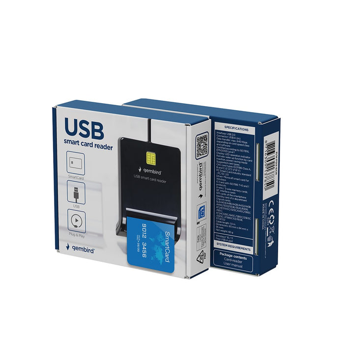 Четец за смарт карти Gembird FD2-SCR USB, черен