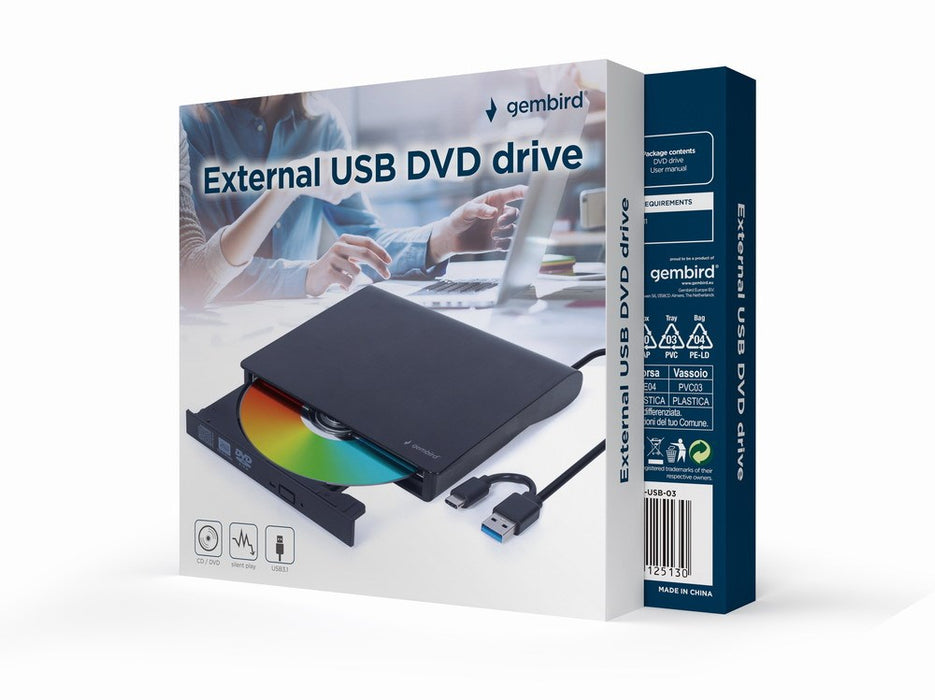 Външно USB DVD устройство Gembird DVD-USB-031, черно