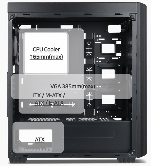 Кутия за компютър Gembird Fornax K500 ATX, Midi Tower, Черна