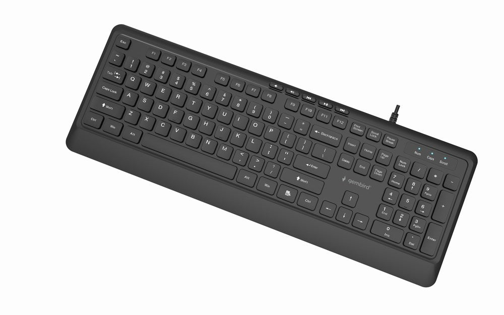 Gembird KB-MCH-05 Тънка жична мултимедийна клавиатура, черна, американска разкладка