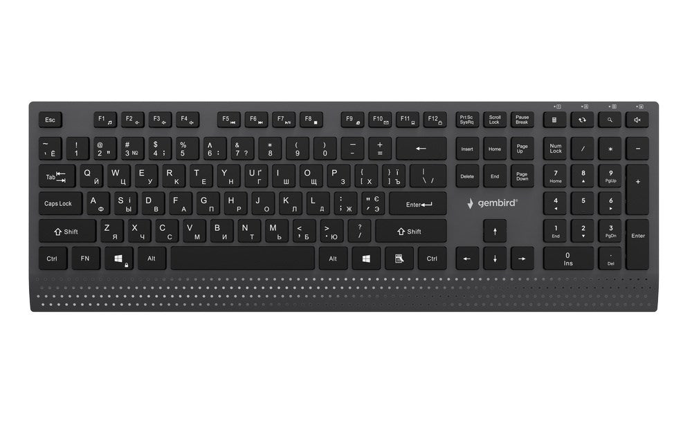 Gembird KB-MCH-06-CYRL Тънка кабелна мултимедийна клавиатура с Type-C адаптер, кирилизация, черна