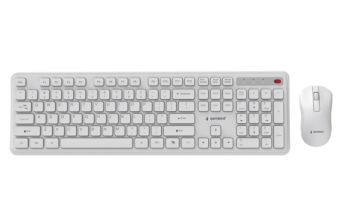Безжичен настолен комплект Gembird KBS-WPS-01 Slim Pro Business, бял, US layer