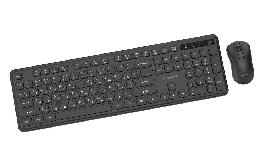 Безжичен настолен комплект Gembird KBS-WPS-01-W Slim Pro Business, черен, RU layer