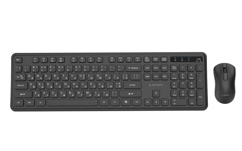 Безжичен настолен комплект Gembird KBS-WPS-01-W Slim Pro Business, черен, RU layer