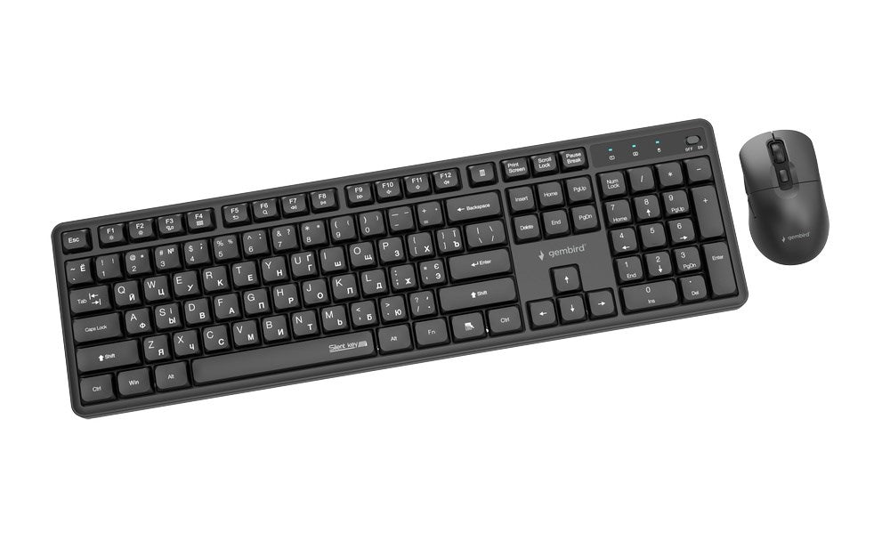 Gembird KBS-WMS-01-CYRL Безжичен настолен комплект Silent key Pro Business, черен, RU layer