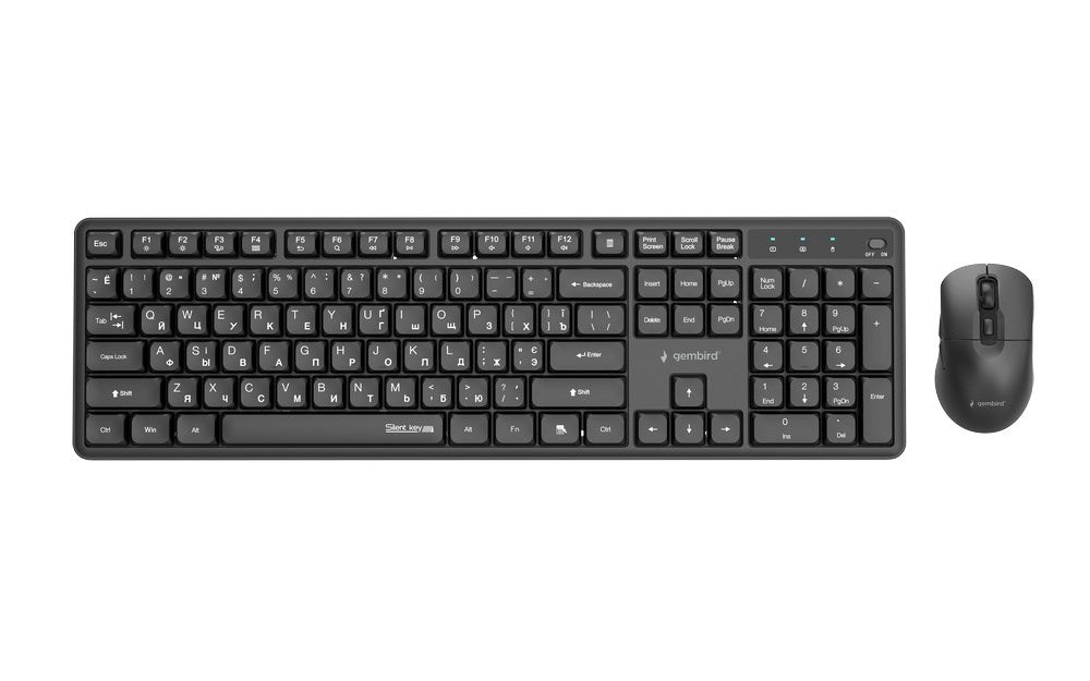 Gembird KBS-WMS-01-CYRL Безжичен настолен комплект Silent key Pro Business, черен, RU layer