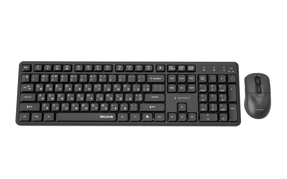 Gembird KBS-WMS-01-CYRL Безжичен настолен комплект Silent key Pro Business, черен, RU layer