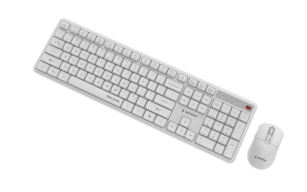 Gembird KBS-WMS-01-W Silent key Pro Business безжичен настолен комплект, бял, US layer