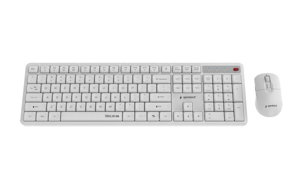 Gembird KBS-WMS-01-W Silent key Pro Business безжичен настолен комплект, бял, US layer