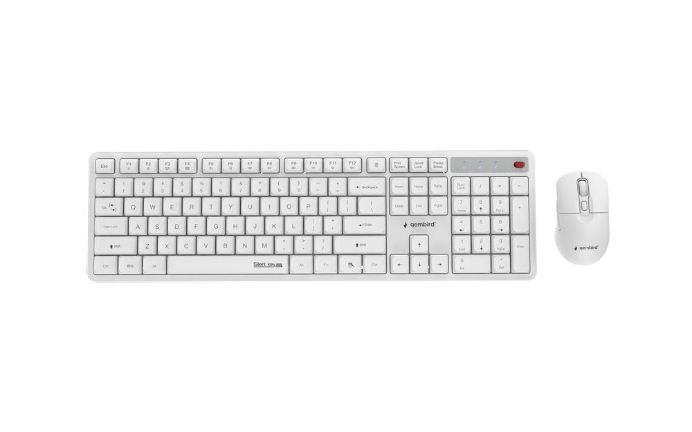 Gembird KBS-WMS-01-W Silent key Pro Business безжичен настолен комплект, бял, US layer