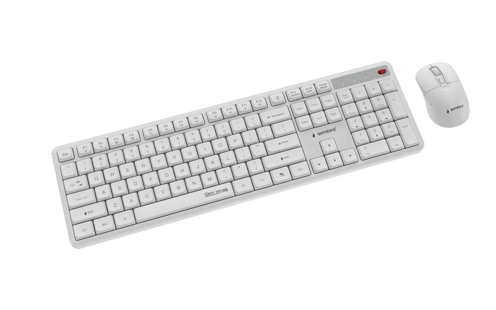 Gembird KBS-WMS-01-W Silent key Pro Business безжичен настолен комплект, бял, US layer