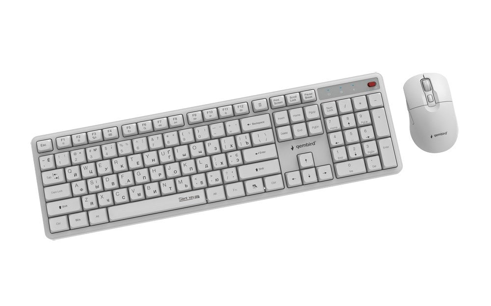 Gembird KBS-WMS-01-W-CYRL Безжичен настолен комплект Silent key Pro Business, бял, RU оформление