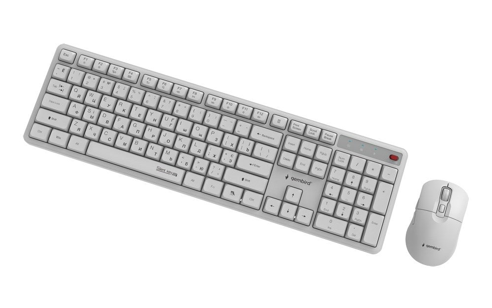 Gembird KBS-WMS-01-W-CYRL Безжичен настолен комплект Silent key Pro Business, бял, RU оформление