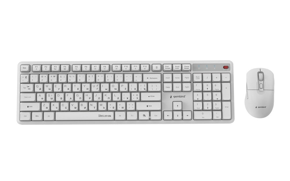 Gembird KBS-WMS-01-W-CYRL Безжичен настолен комплект Silent key Pro Business, бял, RU оформление