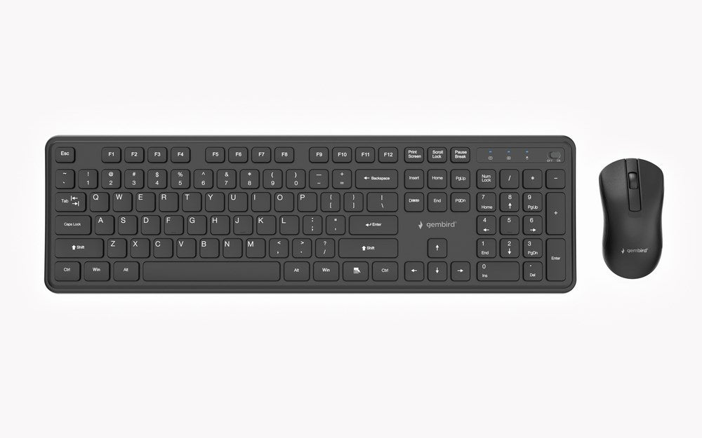 Безжичен настолен комплект Gembird KBS-WPS-01 Slim Pro Business, черен, US layer