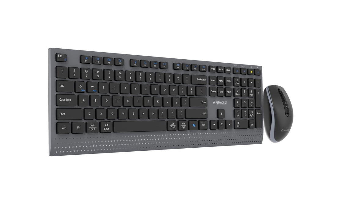 Gembird KBS-WPS-02 Двурежимен тънък безжичен настолен комплект, 2.4G+BT, US layer