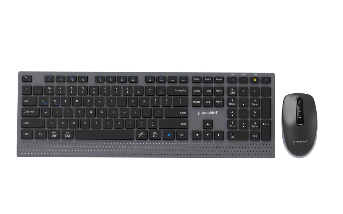 Gembird KBS-WPS-02 Двурежимен тънък безжичен настолен комплект, 2.4G+BT, US layer