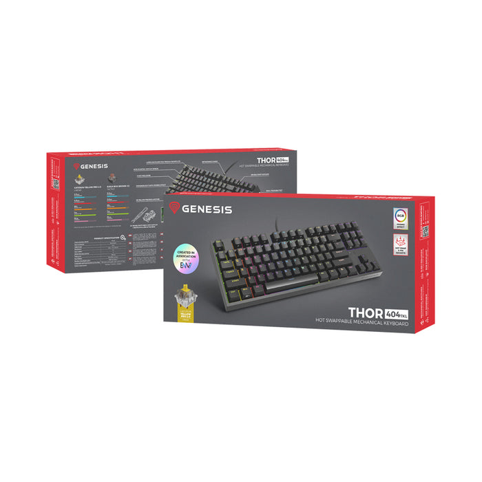 Механична Клавиатура GENESIS THOR 404 TKL RGB NKG-2069 BK Gateron Yellow Pro Linear