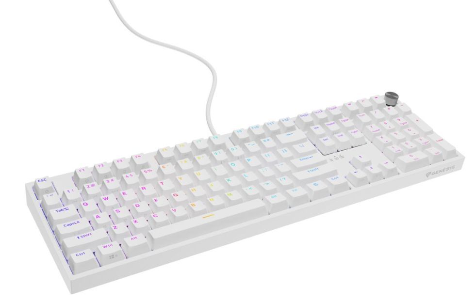 Механична клавиатура Genesis - Thor 404, Outemu Peach Silent, RGB, бяла
