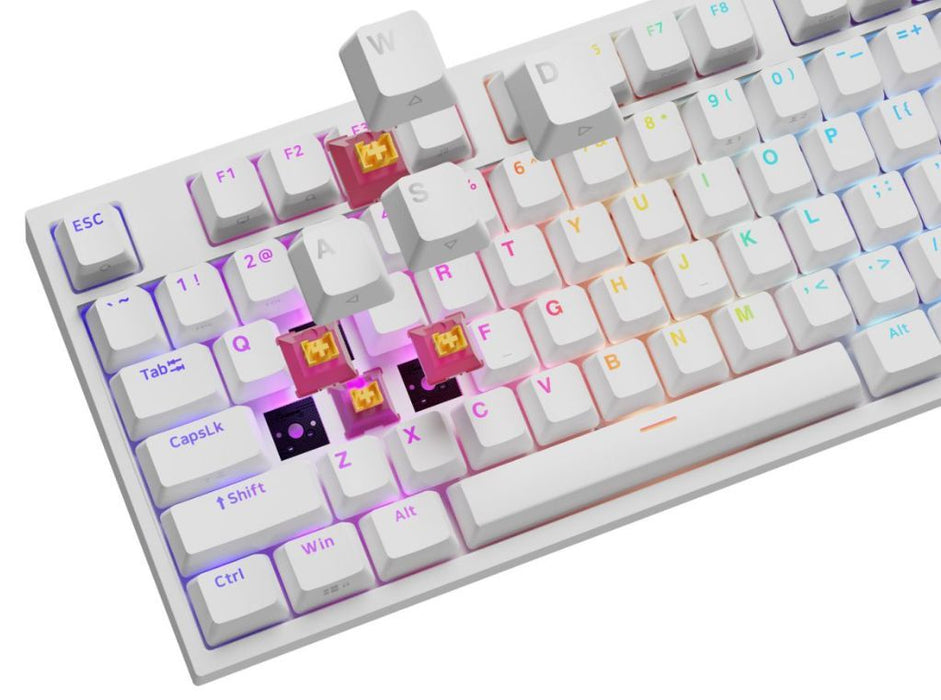 Механична клавиатура Genesis - Thor 404, Outemu Peach Silent, RGB, бяла