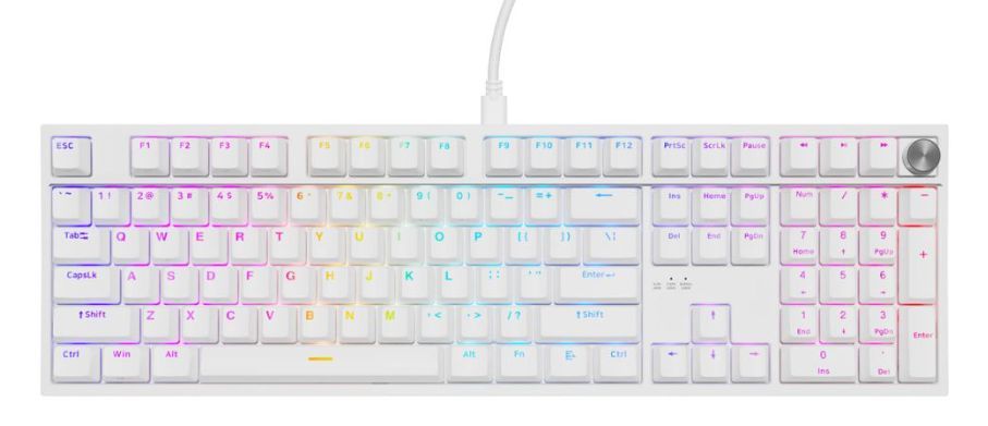 Механична клавиатура Genesis - Thor 404, Outemu Peach Silent, RGB, бяла