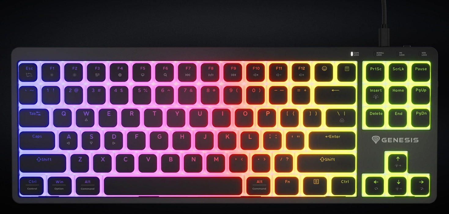 Механична клавиатура Genesis - Thor 430 TKL, Outemu Silent Pink, RGB, черна