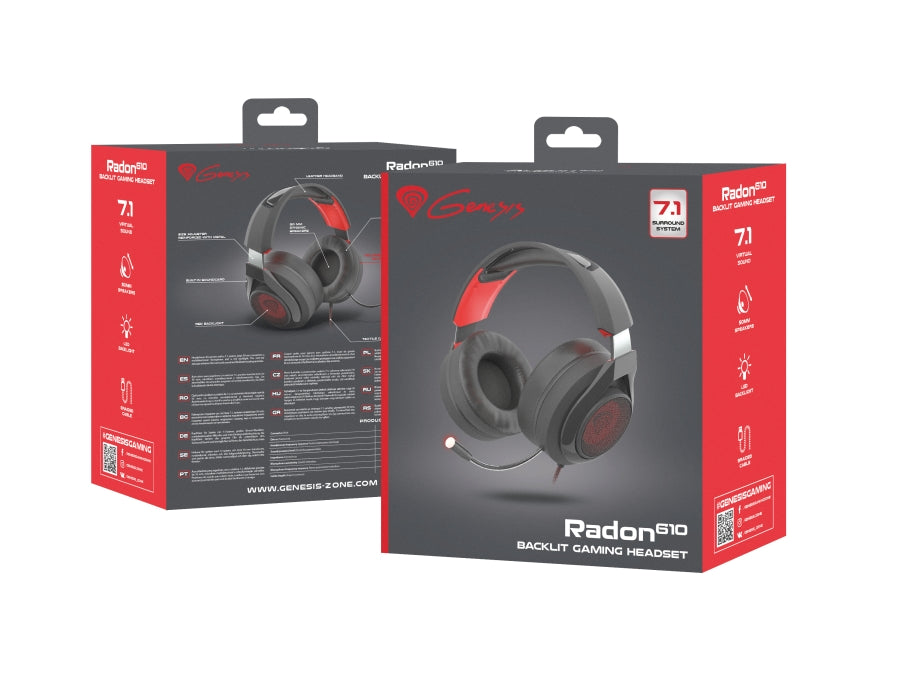Genesis Gaming Headset Radon 610 7.1, Подсветка