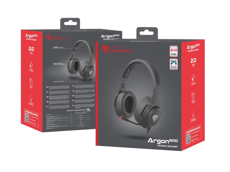 Слушалки Genesis Argon 600 с адаптер за микрофон черни