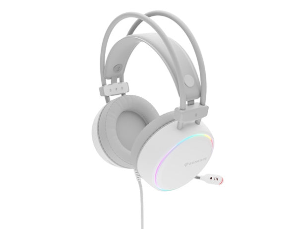 Слушалки Genesis Neon 613 с микрофон RGB осветление Бяло