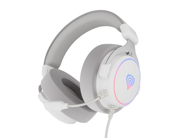 Genesis Headset Neon 764 с микрофон, RGB осветление, USB, бял