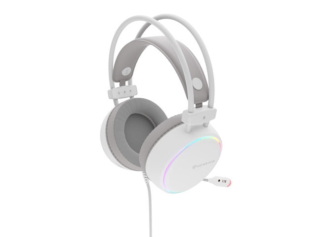 Слушалки Genesis Neon 613 G2 с микрофон RGB осветление Бяло