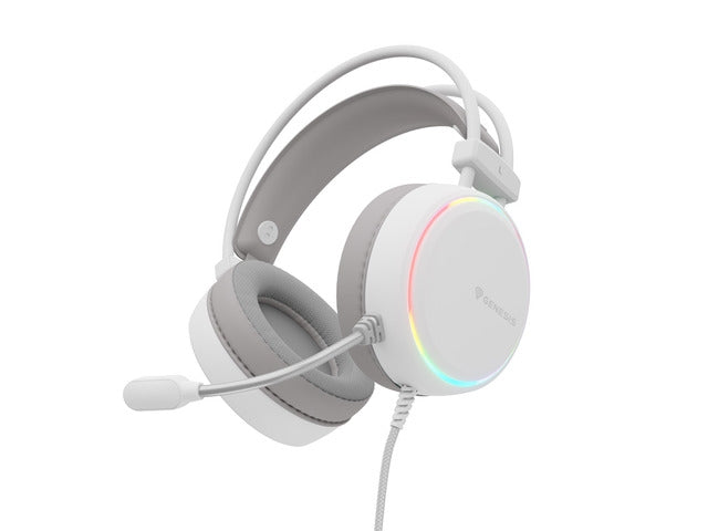 Слушалки Genesis Neon 613 G2 с микрофон RGB осветление Бяло