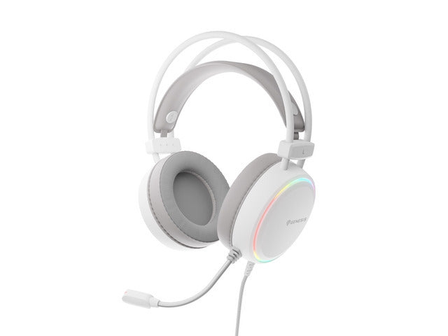 Слушалки Genesis Neon 613 G2 с микрофон RGB осветление Бяло