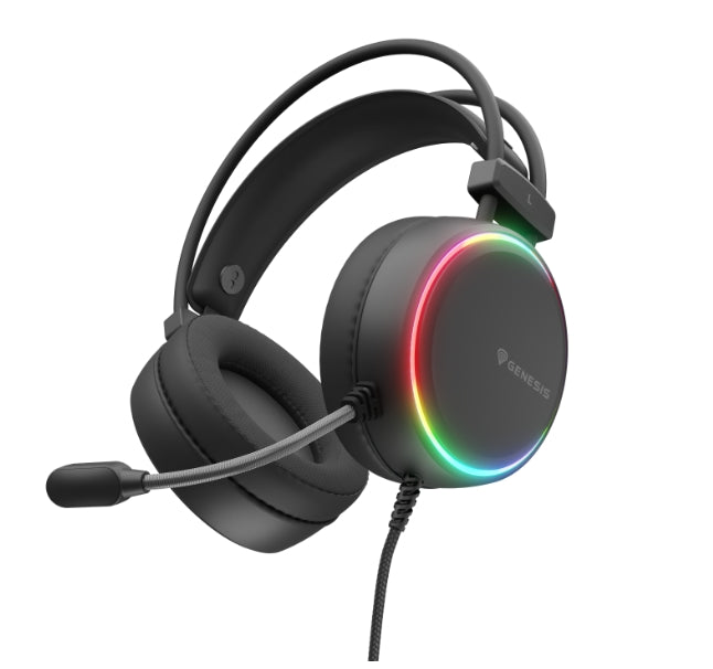 Слушалки Genesis Neon 614 с микрофон, RGB подсветка, черни, USB