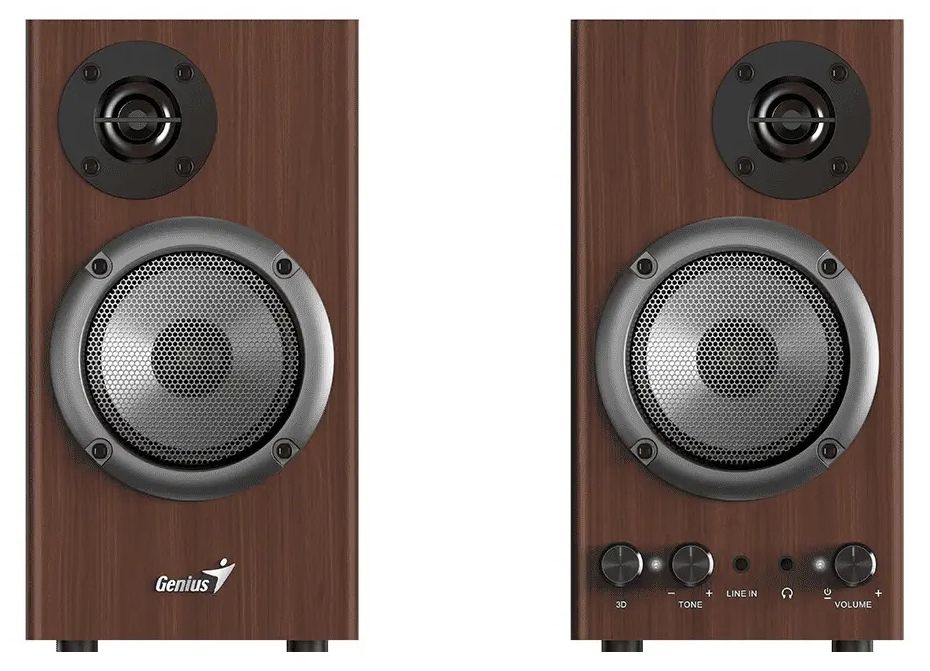 Аудио система Genius - SP-HF500B, 2.0, 16W, кафява