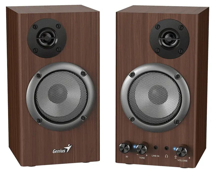 Аудио система Genius - SP-HF500B, 2.0, 16W, кафява
